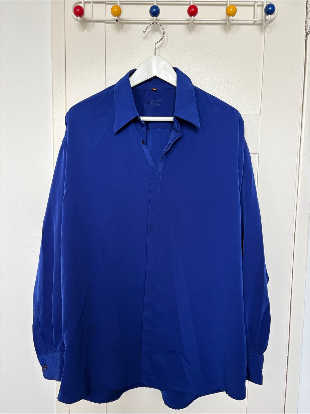 Agenda Cobalt Blue Long-Sleeve Dress Shirt